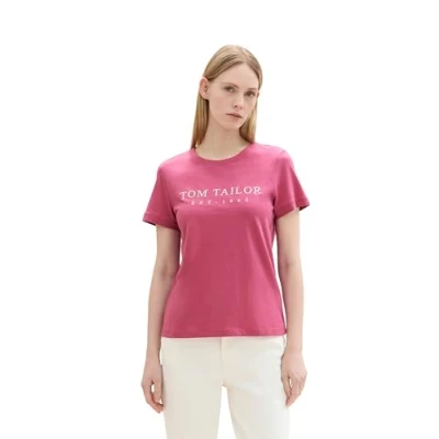 Abbildung von TOM Tailor MIT LOGO Stickerei Tshirt print, Damen, Größe: XL, Pink velvet