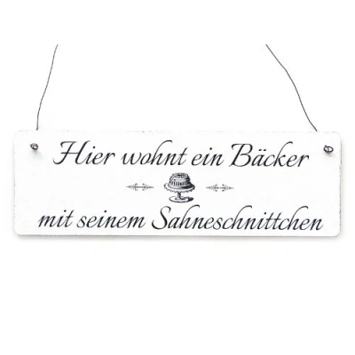 Abbildung von Interluxe Shabby Vintage Schild Türschild Dekoschild Hier WOHNT EIN BÄCKER Holzschild