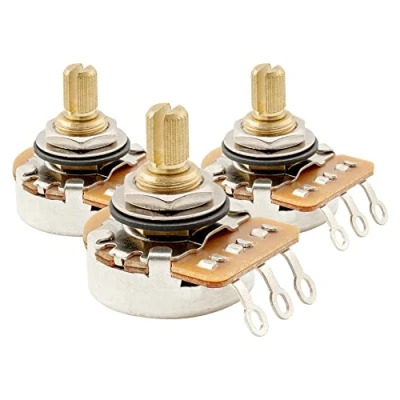 Abbildung von Musiclily Pro HD A250K Messing Potentiometer logarithmisch Poti für USA E Gitarre Bass(3 Stück)