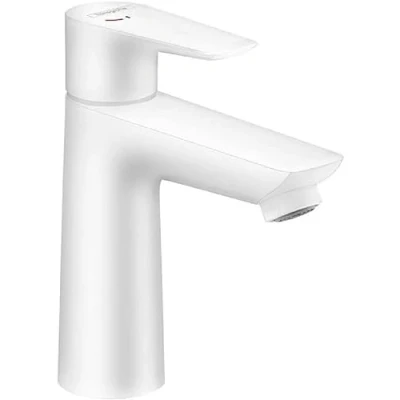 Abbildung von hansgrohe Wasserhahn Talis E CoolStart (Armatur mit Auslauf Höhe 110 mm), Einhebel Waschtischmischer ohne Ablaufgarnitur, Mattweiß