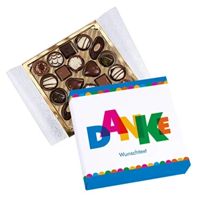 Abbildung von Herz &amp; Heim® Lindt Pralinen in eigener Banderole Danke mit Wunschtext