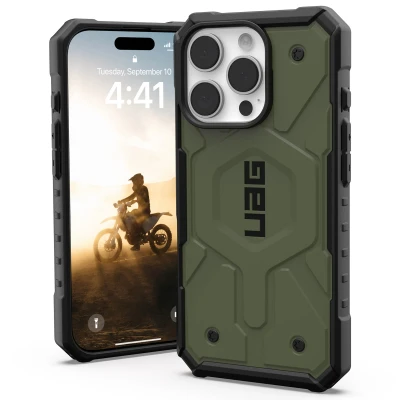 Abbildung von Apple iPhone 16 Pro Hülle MagSafe Kunststoff UAG Hard Case/Backcover Handyhülle Grün Shockproof/Stoßfest