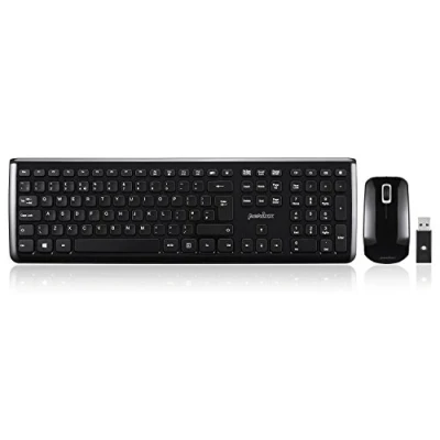 Abbildung von Perixx PERIDUO 703B DE, Kabellose Tastatur und Maus Set, 2.4G Funkt mit bis zu 10m Reichweite, Mini USB Empfänger, Klavierlack Schwarz , QWERTZ DE Layout