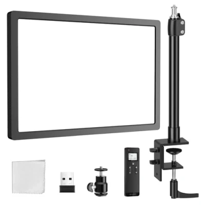 Abbildung von NEEWER 25W 12.9&quot; Streaming Key Light mit Tischständer/2,4G Remote/USB Transmitter, PC/Mac APP Steuerung Dimmbares Edge Lit Panel Videolicht 2300Lux 2900K 7000K CRI98+ für Webcam Laptop Zoom, GL25B