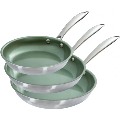 Abbildung von JUST VEGAN Pfannen Set &quot;CeraVegan&quot;, Aluminium, (Set, 3 tlg.), Pflanzliche Keramikbeschichtung, Induktion