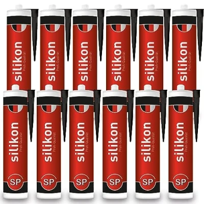 Abbildung von Sanitär Silikon 310 ml Kartusche schwarz, Fugendichtmasse für Bad, Dusche, Küche, wasserfest mit Schutzeffekt, Schimmelresistent, UV und witterungsbeständig (12)