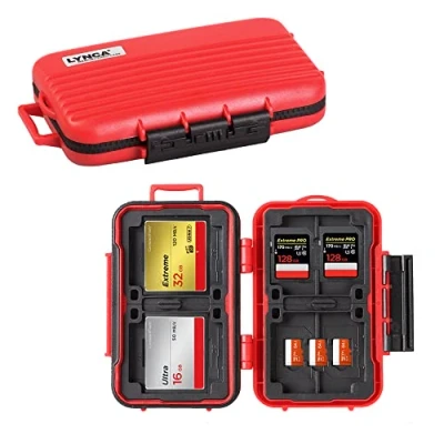 Abbildung von LYNCA Speicherkarten Etui, Hard Protector Case Professional Wasserdicht Anti Shock Compact Kamera Karte Aufbewahrungsbox für 8 SD Karten 4 CF 12 Micro SD/TF (Blau)