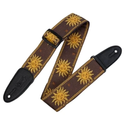 Abbildung von Levy&#039;s MPJG Sun BRN Gitarrengurt Jacquard Weave Leather Back &amp; Ends 2&quot; Design Brown