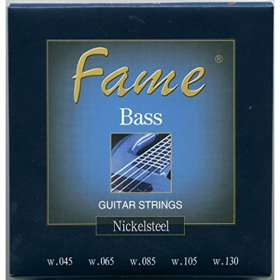 Abbildung von Fame 5er Bass Saiten Set, 45 130 Nickel Plated Steel, Light Stärke, Roundwound, Longscale, Perfekt für 5 Saiter E