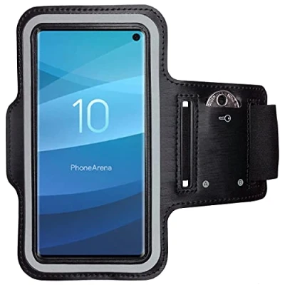 Abbildung von CoverKingz Sportarmband für Samsung Galaxy S10 Armtasche mit Schlüsselfach Sport Laufarmband Handy Armband Schwarz