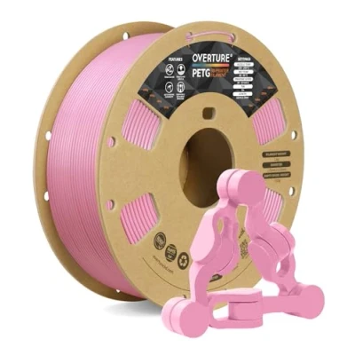 Abbildung von OVERTURE PETG Filament Aufgerüstet 1,75 mm, 1kg (2,2 lbs) Spule, 3D Druck Filament, Maßgenauigkeit +/ 0.02 mm (Rosa)