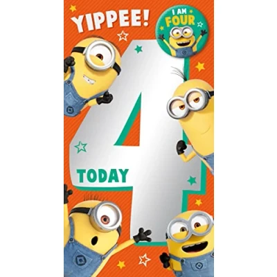 Abbildung von Danilo Promotions LTD Geburtstagskarte zum 4. Geburtstag mit Minions Motiv
