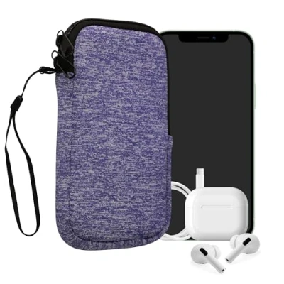 Abbildung von kwmobile Handytasche für Smartphones XXL 7&quot; Neopren Handy Hülle Jeansblau Weiß Tasche 17,7 x 8,5 cm Innenmaße