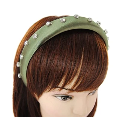Abbildung von axy Haarreif Breiter mit Schmucksteinen Stoff gepolstertes, Vintage Damen Haareifen Haarband