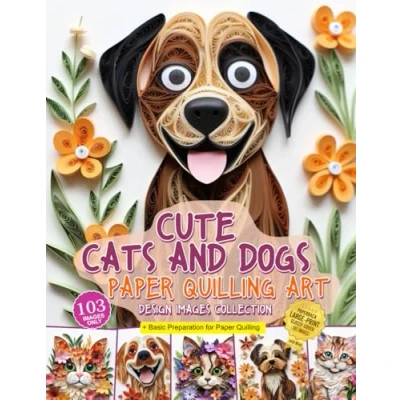 Abbildung von Cute Cats and Dogs paper quilling Art design images Collection: A collection of crafting