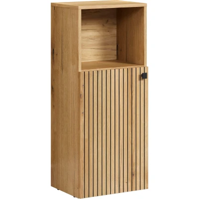 Abbildung von welltime Unterschrank &quot;Amrum Badezimmerschrank Standschrank Bad Schrank&quot;, Breite 40cm, moderner Midischrank Eiche Rillenoptik Badschrank