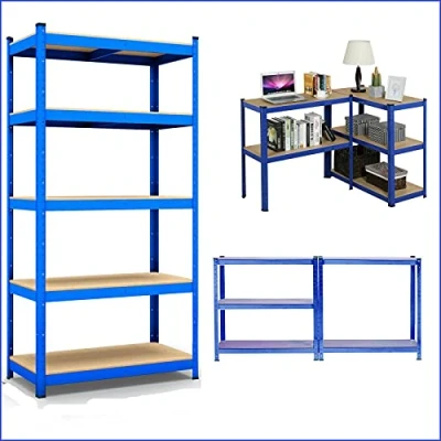 Abbildung von 200x100x50cm Schwerlastregal Lagerregal Steckregal Metallregal Kellerregal Werkstattregal Regal mit 5 MDF Regalböden, bis 875 kg Traglast, Garagenregal Blau