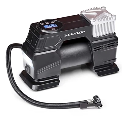 Abbildung von Dunlop Digitaler Luftkompressor Luftpumpe 150PSI/10Bar Inkl. 3 Aufsätze Digitale LED Anzeige Schwarz
