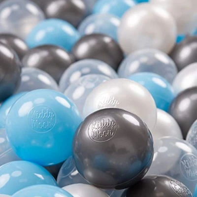 Abbildung von KiddyMoon 700 ∅ 7Cm Kinder Bälle Spielbälle Für Bällebad Baby Plastikbälle Made In EU, Transparent/Silbern/Perle/Babyblau