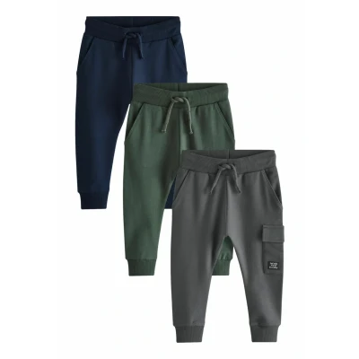 Abbildung von Next 3 PACK Regular FIT Cargohose für Kinder, Größe: 80, Blue dark green charcoal grey