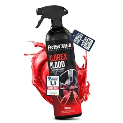 Abbildung von FRISCHER PROFESSIONAL Felgenreiniger 1000 ml Alufelgen Reiniger zur effizienten Auto Felgenpflege für Leichtmetall &amp; Stahlfelgen, entfernt schnell und einfach Bremsstaub Straßenschmutz