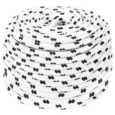 Abbildung von vidaXL Bootsseil Geflochten Festmacher Seil Flechtleine Bootstau Flechtschnur Tauwerk Ankerleine Mehrzweckseil Leine Weiß 8mmx100m Polyester