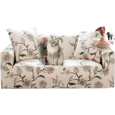 Abbildung von HYSENM Sofa Überwürfe 2 Sitzer 145 185 cm Elastische Stretch Sofabezug L Form Abdeckung Weiche Couchbezug Anti Rutsch, Beige