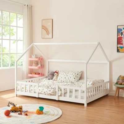 Abbildung von en.casa Kinderbett, »Sisimiut« Hausbett mit Matratze 120 x 200 cm Weiß