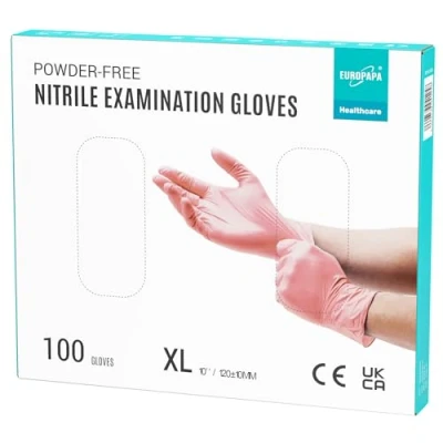 Abbildung von EUROPAPA Nitril Handschuhe Medical Einmalhandschuhe Untersuchungshandschuhe (100 Stück, puderfrei ohne Latex, Gummihandschuhe) unsteril latexfrei disposible gloves