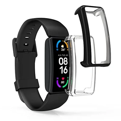 Abbildung von kwmobile 2X Schutzhülle kompatibel mit Fitbit Inspire 3 / 2 Ace Hülle Fullbody Cover Set aus Silikon Transparent Schwarz
