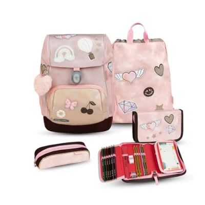 Abbildung von Belmil Premium Comfy Plus ergonomisches Schulranzen Set 5 teilig, für kleine Kinder/Erstklässler STAEDTLER, Brustgurt, Hüftgurt, Magnetverschluss (405 73/P/S) (Glam 2)