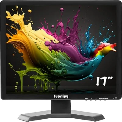 Abbildung von Suprlipy 43,2 cm (17 Zoll) TFT LCD CCTV Monitor 1280 x 1024 4:3 Farbdisplay Unterstützung HDMI VGA AV BNC USB Ports mit integrierter Fernbedienung Lautsprecher für zu Hause Sicherheitsmonitor