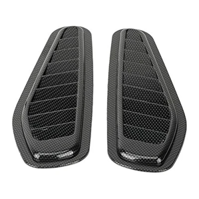 Abbildung von Lufteinlass Schaufel, 2 Stück Carbon Style Car Dekorative Luftstrom Ansaugschlauch Bonnet Vent Hood Cover Universal
