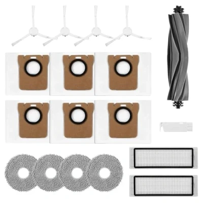 Abbildung von 18 Zubehörset Anwendbar auf Dreame L10s Ultra / L10 Ultra/Xiaomi X20+, Anzug enthält 1 x Hauptbürste, 2 Filter, 4 Wischpads, 6 Staubsaugerbeutel, Seitenbürsten, Reinigungsbürste