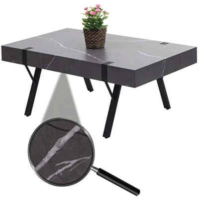 Abbildung von Mendler Couchtisch HWC L54, Wohnzimmertisch Beistelltisch Sofatisch, Metall 43x110x60cm Marmor Optik grau