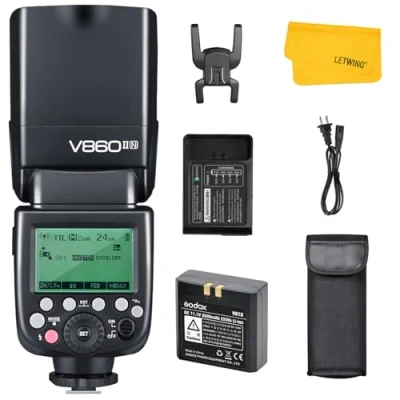 Abbildung von Godox V860IIN i TTL 2.4G GN60 HSS Kamera Speedlite Blitzgerät Blitz mit 2000mAh Akku Für Nikon D800 D700 D7100 D5200 D5000 D300 D3100 D200 D70s D810 D610 D90 D750 Kamera(V860II N)
