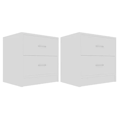 Abbildung von vidaXL 2X Nachttisch mit 2 Schubladen Nachtschrank Nachtkommode Nachtkonsole Schlafzimmer Kommode Schrank Nachtschränkchen Weiß 40x30x40cm Holzwerkstoff