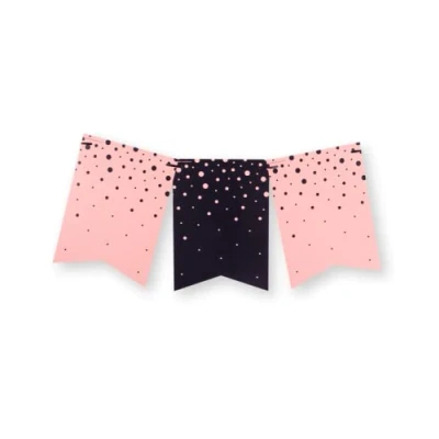 Abbildung von PD Party 7024014 Luxury Flagge Banner Elegant Stil Partei Dekoration Festlich Aussehen Bubbles, Rosa/Schwarz, 8.5cm Länge x Breite 7.5cm Höhe
