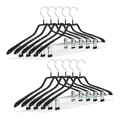 Abbildung von relaxdays Kleiderbügel 10er Set Klammerbügel schwarz rutschfest