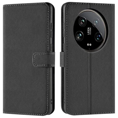 Abbildung von Verco Handyhülle für Xiaomi 14 Ultra Hülle, Bookcase Tasche Flipcover 5G Case [Kartenfächer/Aufstellfunktion], Schwarz