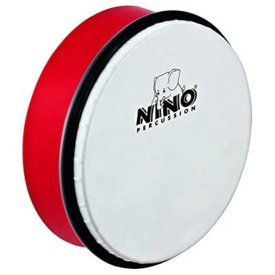 Abbildung von Nino Percussion Hand Drum Instrument Mittelgroße Handtrommel für Kinder ab 3 Jahren Durchmesser 8 Zoll (ca. 20 cm) Kunststoff, Rot (NINO45R)