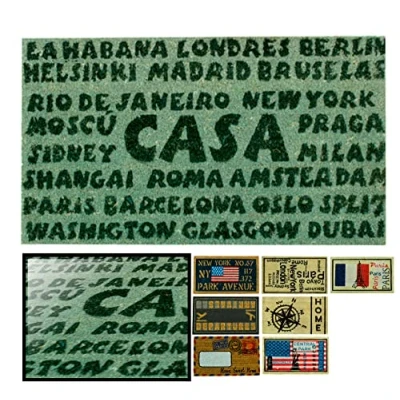 Abbildung von LucaHome Fußmatte aus natürlicher Kokosnuss, 70 x 40 cm, mit Rutschfester Unterseite, lustige Kokosmatte, Kapitalhaus, saugfähige für den Eingangsbereich, ideal Außentür oder Flur