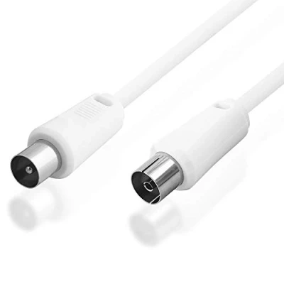 Abbildung von BestPlug 50cm Antennen Kabel 75Ohm, Koax Stecker männlich auf Buchse Kupplung weiblich, geeignet für 3D SD HD FullHD UHD 4K, Weiss (verbesserte Ausführung)