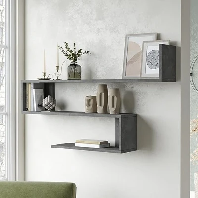 Abbildung von en.casa Wandregal, »Kitee« mit 3 Ablageflächen 71,5x120x14,5cm Betonoptik