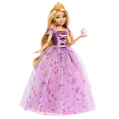 Abbildung von Mattel Disney Prinzessin Geburtstagsfeier Rapunzel Deluxe Modepuppe, inspiriert vom Film Neu verföhnt“, Geschenke für besondere Anlässe Kinder und Sammler, HYC38