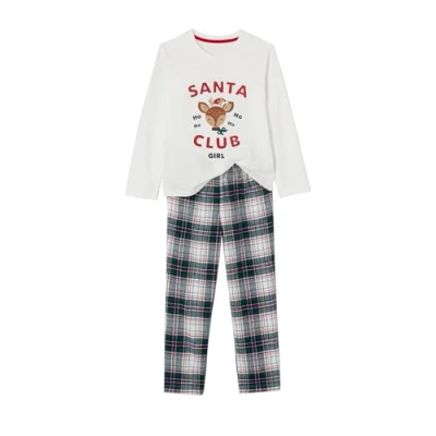 Abbildung von Vertbaudet Mädchen Schlafanzug Santa Club, Capsule Collection Family Oeko Tex wollweiß 146/152