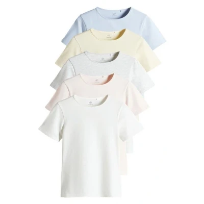 Abbildung von THE SET 5 PACK Tshirt basic, Damen, Größe: Small, pastel pink yellow blue grey marl cream