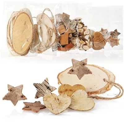 Abbildung von com four® Weihnachtsdekoration Holzscheiben und Baumrinde zum Basteln weihnachtliche Streudeko Bastel Set Weihnachtspotpourri als Tischdeko (6X Beutel: Holz + Rinde)