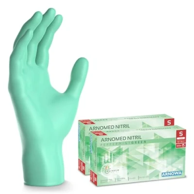 Abbildung von 1000x ARNOMED Einweghandschuhe Grün (10x100 Stk.), Einmalhandschuhe S, Nitril Handschuhe Einweg, Nitrilhandschuhe puderfrei, Gummihandschuhe Schutzhandschuhe, XS, M, L, XL
