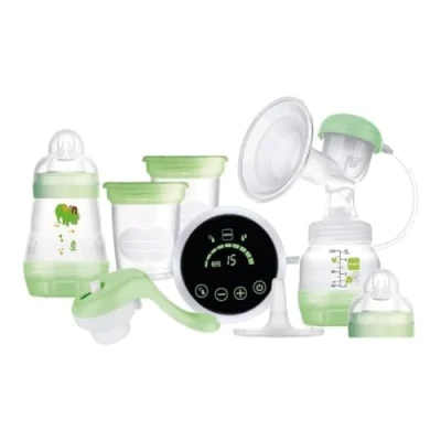 Abbildung von MAM Elektrische und manuelle Milchpumpe 2 in 1, mit 9 Stimulationsstufen, enthält Babyflaschen, Easy Start, Grün